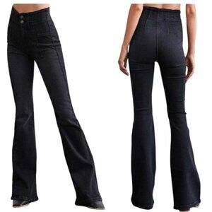 Free People WE THE FREE Size 26Black Jayde High Rise Flare Denim Jeans  Women's